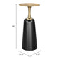 26" Gold and Black Aluminum and Iron Round Pedestal End Table