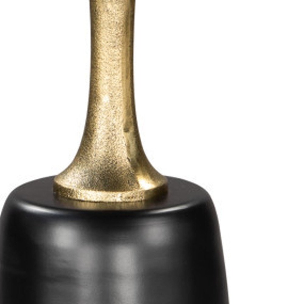 26" Gold and Black Aluminum and Iron Round Pedestal End Table