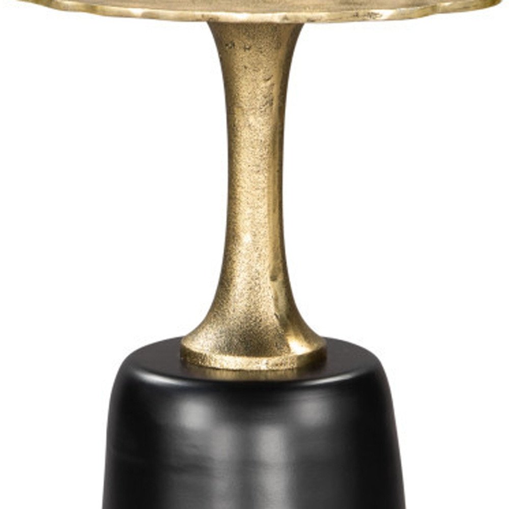 26" Gold and Black Aluminum and Iron Round Pedestal End Table