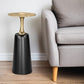 26" Gold and Black Aluminum and Iron Round Pedestal End Table