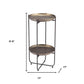 32" Bronze And Gray Steel Round Pedestal End Table