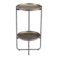 32" Bronze And Gray Steel Round Pedestal End Table