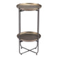 32" Bronze And Gray Steel Round Pedestal End Table