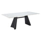 79" White and Black Sintered Stone and Steel Double Pedestal Base Dining Table