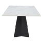 79" White and Black Sintered Stone and Steel Double Pedestal Base Dining Table