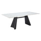 79" White and Black Sintered Stone and Steel Double Pedestal Base Dining Table