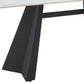 79" White and Black Sintered Stone and Steel Double Pedestal Base Dining Table