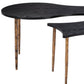 Set of Two Black and Bronze Wood and Steel Free Form Coffee And End Table