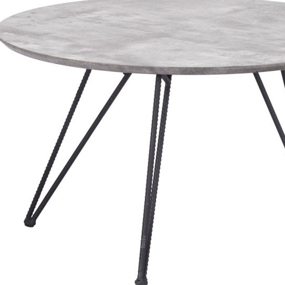 Set of Two Gray and Black Wood and Steel Round Nested Coffee Tables