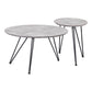 Set of Two Gray and Black Wood and Steel Round Nested Coffee Tables