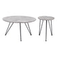 Set of Two Gray and Black Wood and Steel Round Nested Coffee Tables