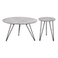 Set of Two Gray and Black Wood and Steel Round Nested Coffee Tables