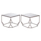 Set of Two Silver and Bronze Mirrored Glass and Steel Square Abstract Bunching Coffee Tables