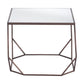 Set of Two Silver and Bronze Mirrored Glass and Steel Square Abstract Bunching Coffee Tables