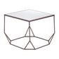 Set of Two Silver and Bronze Mirrored Glass and Steel Square Abstract Bunching Coffee Tables