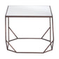 Set of Two Silver and Bronze Mirrored Glass and Steel Square Abstract Bunching Coffee Tables