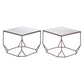Set of Two Silver and Bronze Mirrored Glass and Steel Square Abstract Bunching Coffee Tables