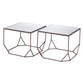 Set of Two Silver and Bronze Mirrored Glass and Steel Square Abstract Bunching Coffee Tables