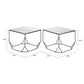 Set of Two Silver and Bronze Mirrored Glass and Steel Square Abstract Bunching Coffee Tables