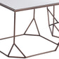 Set of Two Silver and Bronze Mirrored Glass and Steel Square Abstract Bunching Coffee Tables