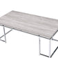 47" Oak and Silver Wood And Metal Frame Coffee Table