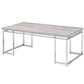 47" Oak and Silver Wood And Metal Frame Coffee Table