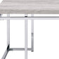 47" Oak and Silver Wood And Metal Frame Coffee Table