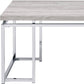 47" Oak and Silver Wood And Metal Frame Coffee Table