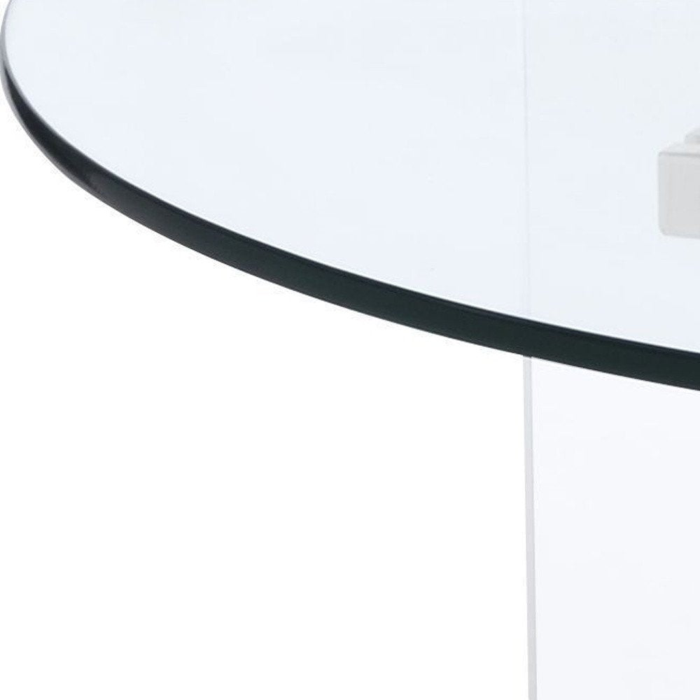 41" Clear and Gold Glass Acrylic and Brass Round Coffee Table