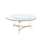 41" Clear and Gold Glass Acrylic and Brass Round Coffee Table
