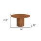 56" Brown Solid Wood Ribbed Texture Pedestal Base Round Dining Table