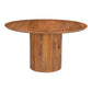 56" Brown Solid Wood Ribbed Texture Pedestal Base Round Dining Table