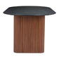 79" Black and Walnut Wood Double Pedestal Base Oval Dining Table