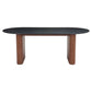 79" Black and Walnut Wood Double Pedestal Base Oval Dining Table