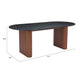 79" Black and Walnut Wood Double Pedestal Base Oval Dining Table