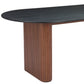 79" Black and Walnut Wood Double Pedestal Base Oval Dining Table