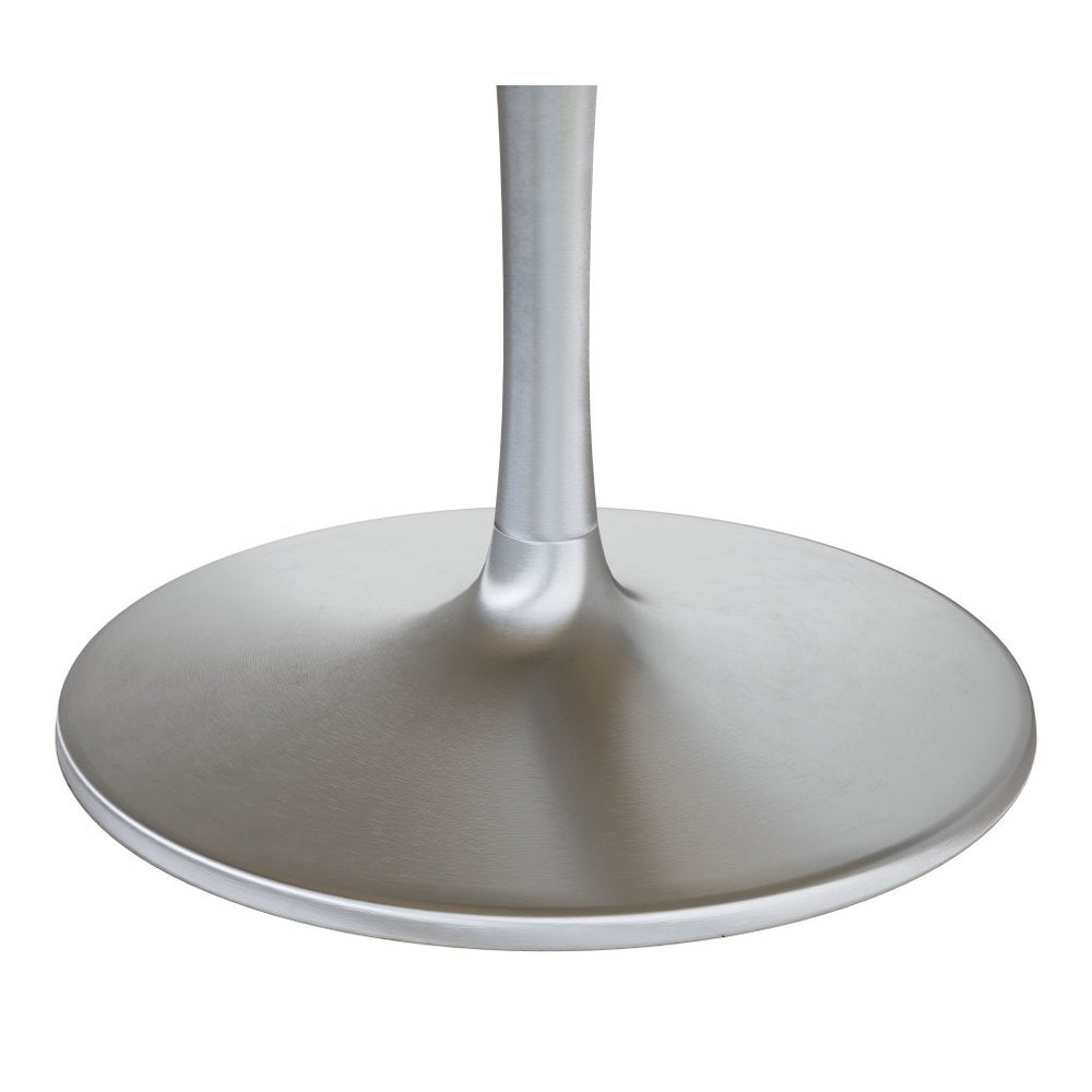60" Gray and Silver Marble and Aluminum Pedestal Base Round Top Dining Table