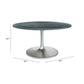 60" Gray and Silver Marble and Aluminum Pedestal Base Round Top Dining Table