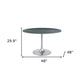 48" Gray and Silver Marble and Aluminum Pedestal Base Round Top Dining Table