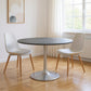 48" Gray and Silver Marble and Aluminum Pedestal Base Round Top Dining Table