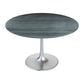 48" Gray and Silver Marble and Aluminum Pedestal Base Round Top Dining Table