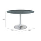 48" Gray and Silver Marble and Aluminum Pedestal Base Round Top Dining Table