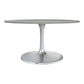 60" Gray and Silver Marble and Aluminum Pedestal Base Round Top Dining Table