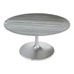 60" Gray and Silver Marble and Aluminum Pedestal Base Round Top Dining Table