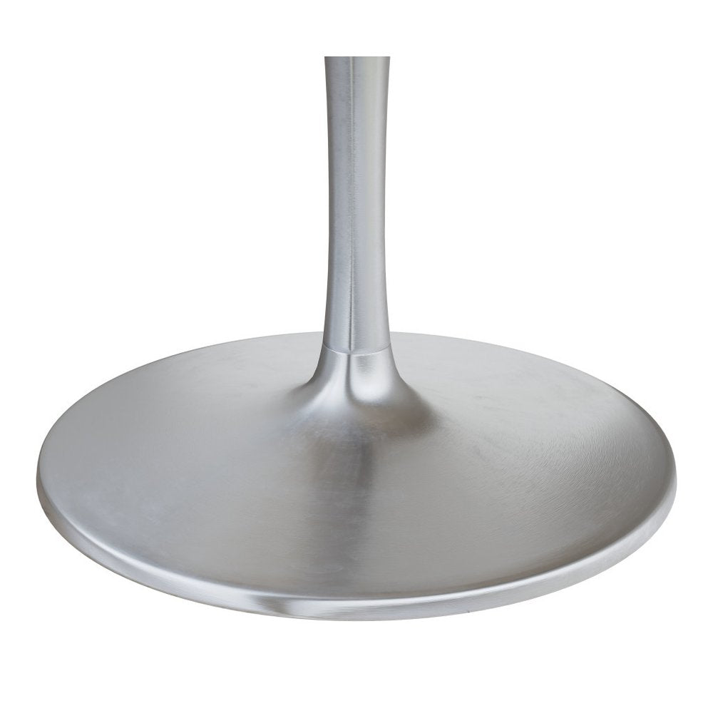 60" Gray and Silver Marble and Aluminum Pedestal Base Round Top Dining Table