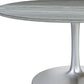 60" Gray and Silver Marble and Aluminum Pedestal Base Round Top Dining Table