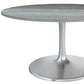 60" Gray and Silver Marble and Aluminum Pedestal Base Round Top Dining Table