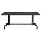 71" Black and Gold Wood and Steel Trestle Base Dining Table
