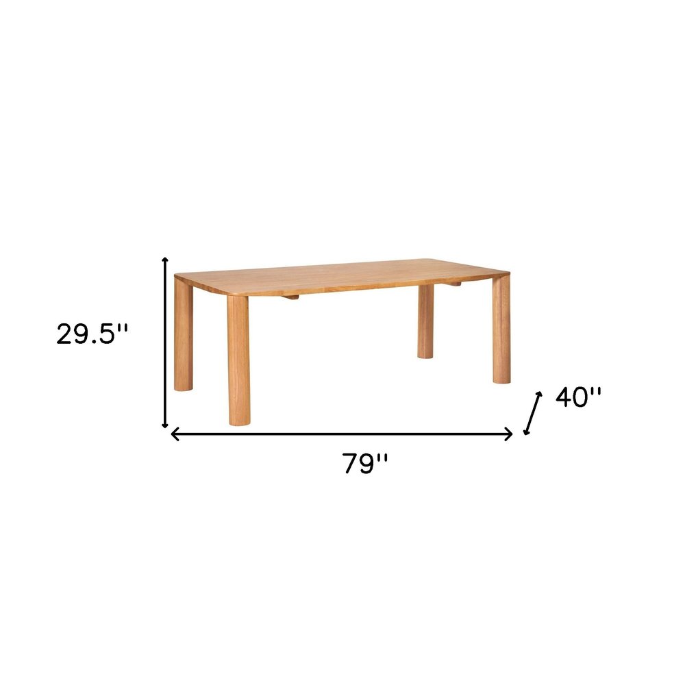 79" Natural Solid Wood Dining Table