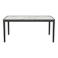 65" White and Black Faux Marble and Solid Wood Dining Table